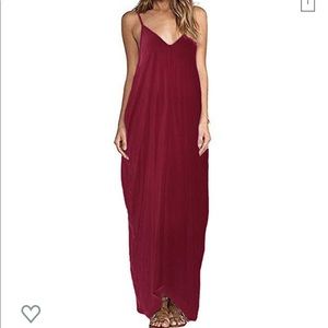 HP! ZANZEA BURGUNDY RED SPAGHETTI STRAP MAXI DRESS